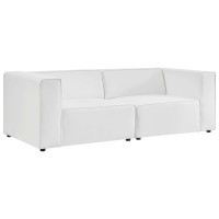 Modway EEI-4788-WHI White Mingle Vegan Leather 2-Piece Sectional Sofa Loveseat