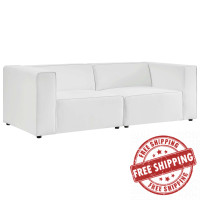 Modway EEI-4788-WHI White Mingle Vegan Leather 2-Piece Sectional Sofa Loveseat