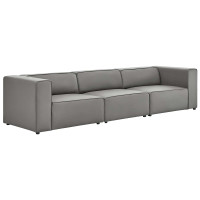 Modway EEI-4789-GRY Gray Mingle Vegan Leather 3-Piece Sectional Sofa