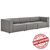 Modway EEI-4789-GRY Gray Mingle Vegan Leather 3-Piece Sectional Sofa