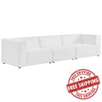 Modway EEI-4789-WHI White Mingle Vegan Leather 3-Piece Sectional Sofa