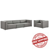 Modway EEI-4791-GRY Gray Mingle Vegan Leather Sofa and Armchair Set