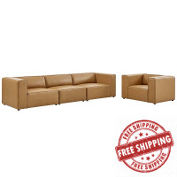 Modway EEI-4791-TAN Tan Mingle Vegan Leather Sofa and Armchair Set