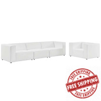Modway EEI-4791-WHI White Mingle Vegan Leather Sofa and Armchair Set