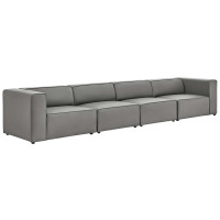 Modway EEI-4793-GRY Gray Mingle Vegan Leather 4-Piece Sectional Sofa