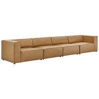 Modway EEI-4793-TAN Tan Mingle Vegan Leather 4-Piece Sectional Sofa
