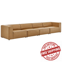 Modway EEI-4793-TAN Tan Mingle Vegan Leather 4-Piece Sectional Sofa