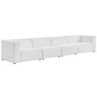 Modway EEI-4793-WHI White Mingle Vegan Leather 4-Piece Sectional Sofa
