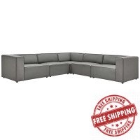 Modway EEI-4795-GRY Gray Mingle Vegan Leather 5-Piece Sectional Sofa