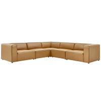 Modway EEI-4795-TAN Tan Mingle Vegan Leather 5-Piece Sectional Sofa