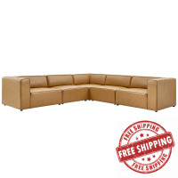 Modway EEI-4795-TAN Tan Mingle Vegan Leather 5-Piece Sectional Sofa