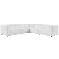 Modway EEI-4795-WHI White Mingle Vegan Leather 5-Piece Sectional Sofa