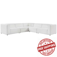 Modway EEI-4795-WHI White Mingle Vegan Leather 5-Piece Sectional Sofa