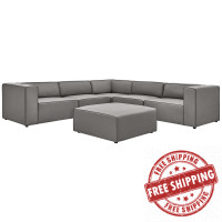 Modway EEI-4796-GRY Gray Mingle Vegan Leather 7-Piece Furniture Set