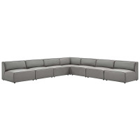 Modway EEI-4797-GRY Gray Mingle Vegan Leather 7-Piece Sectional Sofa