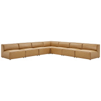 Modway EEI-4797-TAN Tan Mingle Vegan Leather 7-Piece Sectional Sofa