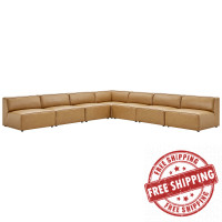 Modway EEI-4797-TAN Tan Mingle Vegan Leather 7-Piece Sectional Sofa