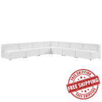 Modway EEI-4797-WHI White Mingle Vegan Leather 7-Piece Sectional Sofa
