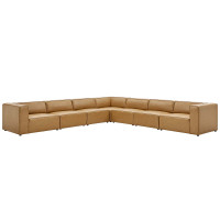 Modway EEI-4798-TAN Tan Mingle Vegan Leather 7-Piece Sectional Sofa