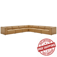 Modway EEI-4798-TAN Tan Mingle Vegan Leather 7-Piece Sectional Sofa