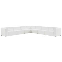 Modway EEI-4798-WHI White Mingle Vegan Leather 7-Piece Sectional Sofa