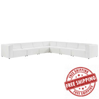 Modway EEI-4798-WHI White Mingle Vegan Leather 7-Piece Sectional Sofa