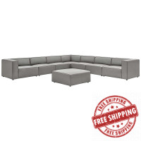 Modway EEI-4799-GRY Gray Mingle Vegan Leather 8-Piece Sectional Sofa Set