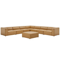 Modway EEI-4799-TAN Tan Mingle Vegan Leather 8-Piece Sectional Sofa Set