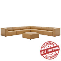 Modway EEI-4799-TAN Tan Mingle Vegan Leather 8-Piece Sectional Sofa Set