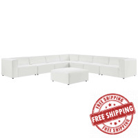 Modway EEI-4799-WHI White Mingle Vegan Leather 8-Piece Sectional Sofa Set