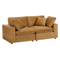 Modway EEI-4816-COG Cognac Commix Down Filled Overstuffed Performance Velvet Loveseat