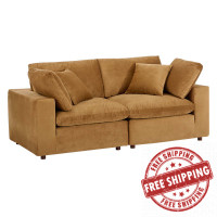 Modway EEI-4816-COG Cognac Commix Down Filled Overstuffed Performance Velvet Loveseat