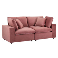 Modway EEI-4816-DUS Dusty Rose Commix Down Filled Overstuffed Performance Velvet Loveseat