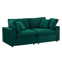 Modway EEI-4816-GRN Green Commix Down Filled Overstuffed Performance Velvet Loveseat