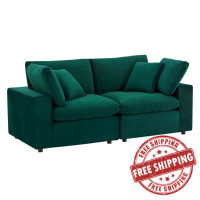 Modway EEI-4816-GRN Green Commix Down Filled Overstuffed Performance Velvet Loveseat