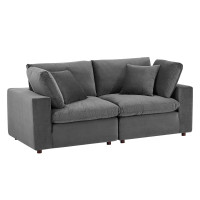 Modway EEI-4816-GRY Gray Commix Down Filled Overstuffed Performance Velvet Loveseat