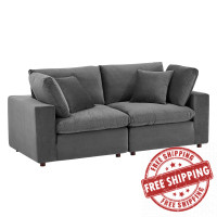 Modway EEI-4816-GRY Gray Commix Down Filled Overstuffed Performance Velvet Loveseat