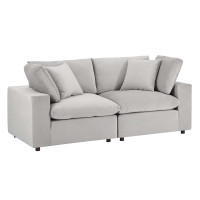 Modway EEI-4816-LGR Light Gray Commix Down Filled Overstuffed Performance Velvet Loveseat