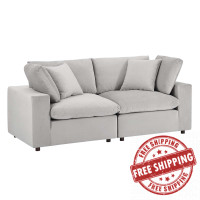 Modway EEI-4816-LGR Light Gray Commix Down Filled Overstuffed Performance Velvet Loveseat