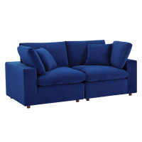 Modway EEI-4816-NAV Navy Commix Down Filled Overstuffed Performance Velvet Loveseat