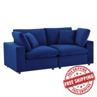 Modway EEI-4816-NAV Navy Commix Down Filled Overstuffed Performance Velvet Loveseat