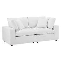 Modway EEI-4816-WHI White Commix Down Filled Overstuffed Performance Velvet Loveseat