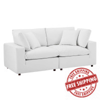 Modway EEI-4816-WHI White Commix Down Filled Overstuffed Performance Velvet Loveseat