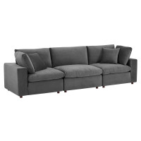 Modway EEI-4817-GRY Gray Commix Down Filled Overstuffed Performance Velvet 3-Seater Sofa