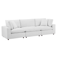 Modway EEI-4817-WHI White Commix Down Filled Overstuffed Performance Velvet 3-Seater Sofa