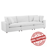 Modway EEI-4817-WHI White Commix Down Filled Overstuffed Performance Velvet 3-Seater Sofa