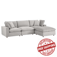 Modway EEI-4818-LGR Light Gray Commix Down Filled Overstuffed Performance Velvet 4-Piece Sectional Sofa