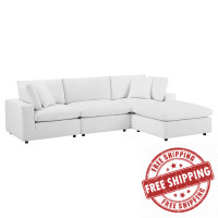 Modway EEI-4818-WHI White Commix Down Filled Overstuffed Performance Velvet 4-Piece Sectional Sofa