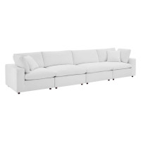 Modway EEI-4819-WHI White Commix Down Filled Overstuffed Performance Velvet 4-Seater Sofa