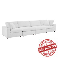 Modway EEI-4819-WHI White Commix Down Filled Overstuffed Performance Velvet 4-Seater Sofa